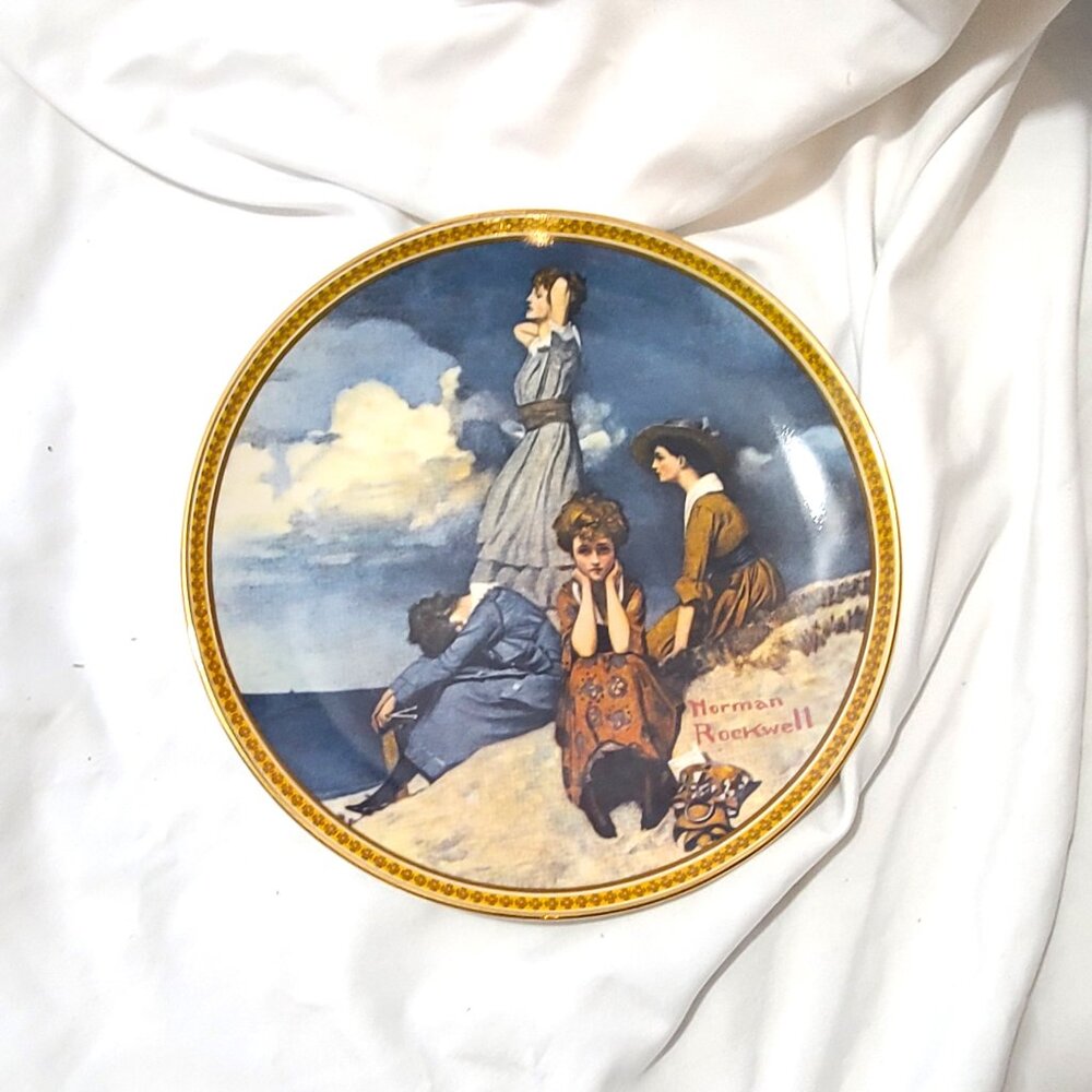 New Norman Rockwell Collectible Plate Limited Edition Waiting on the Shore COA